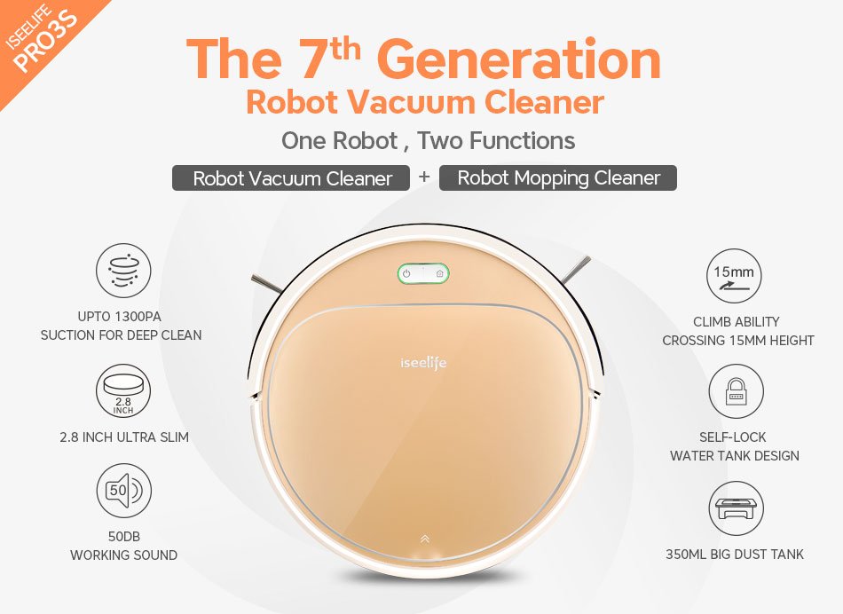 iSeelife PRO3S Smart Robotic Vacuum Cleaner